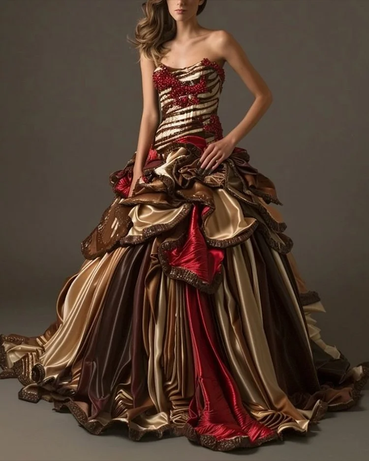 Women's Bandeau Satin Sequin Dress