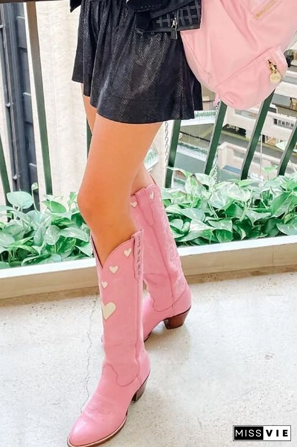 Heart Slip On Cowgirl Boots