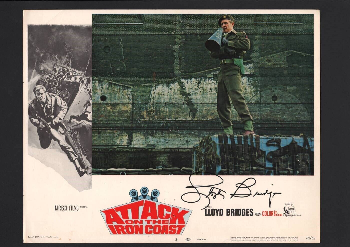 Lloyd Bridges - Signed Autograph Lobby Card - Attack on the Iron Coast