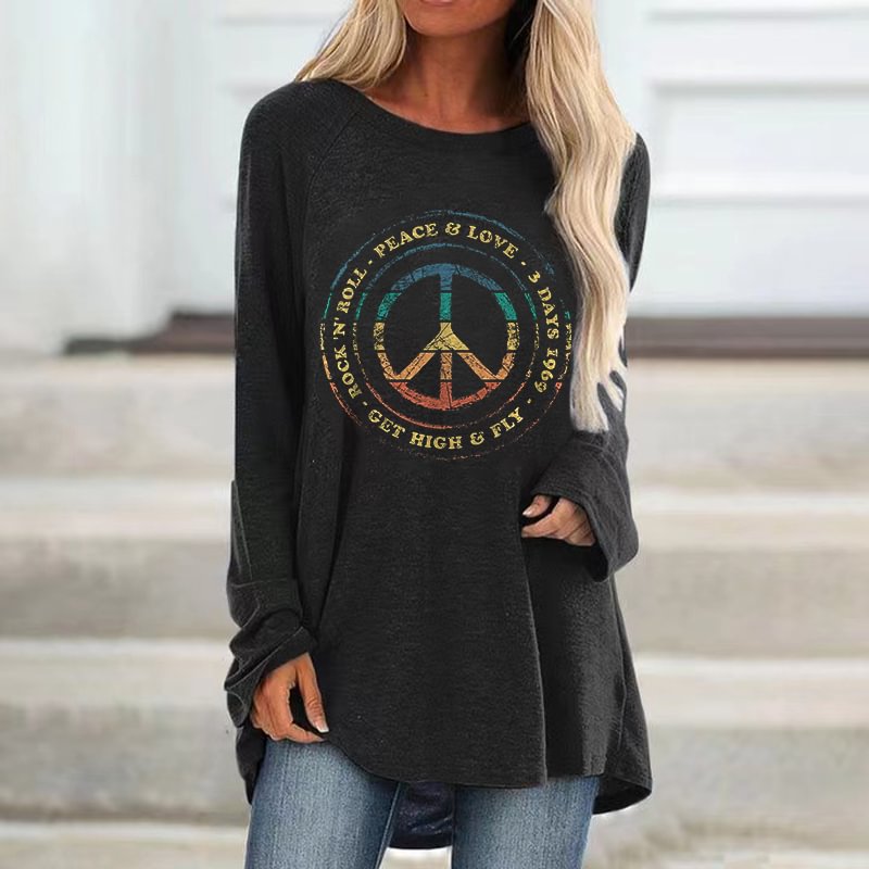 Peace & Love Printed Women's T-shirt