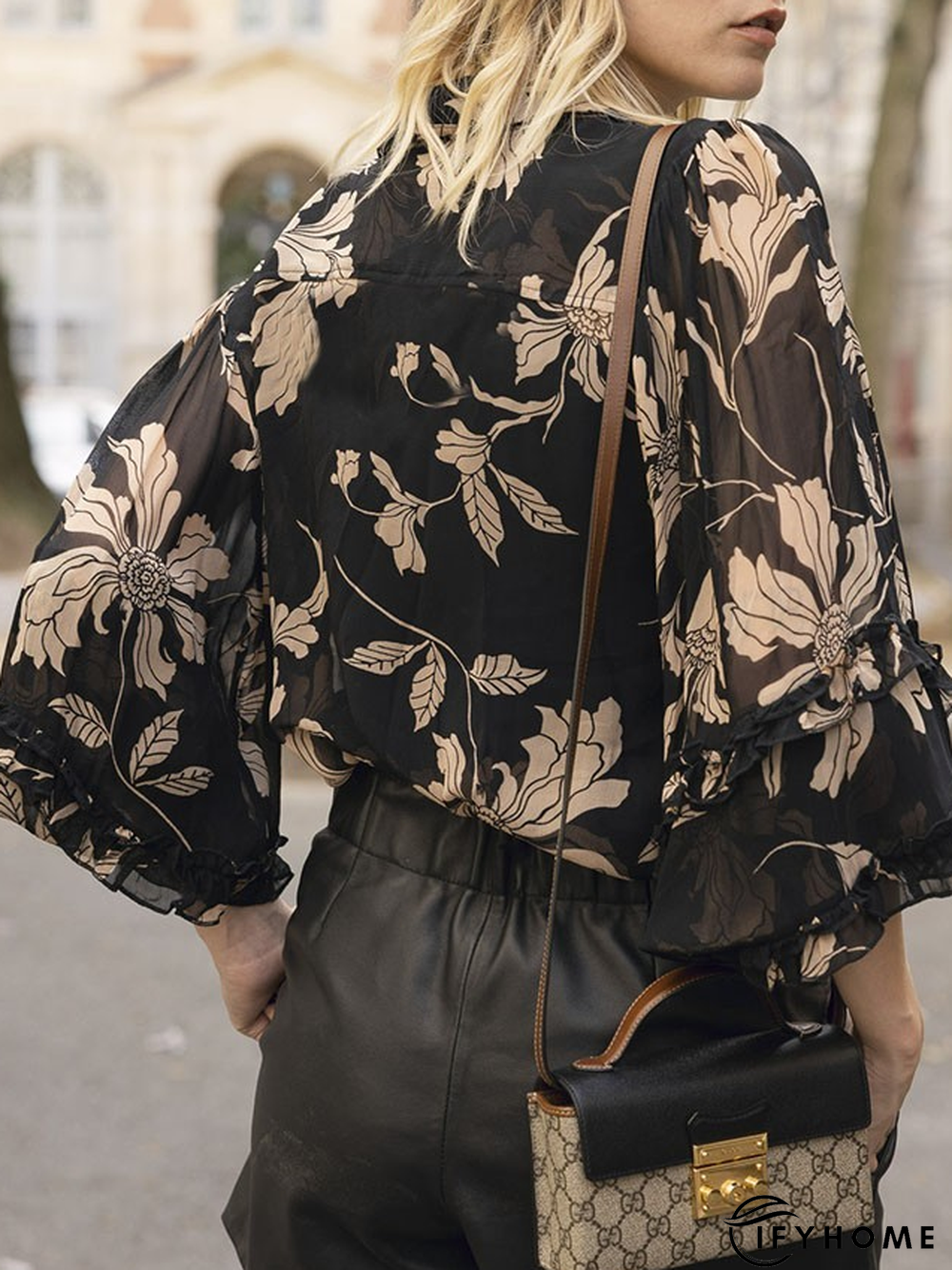 Floral Loose Casual Shirt Collar Blouse | IFYHOME