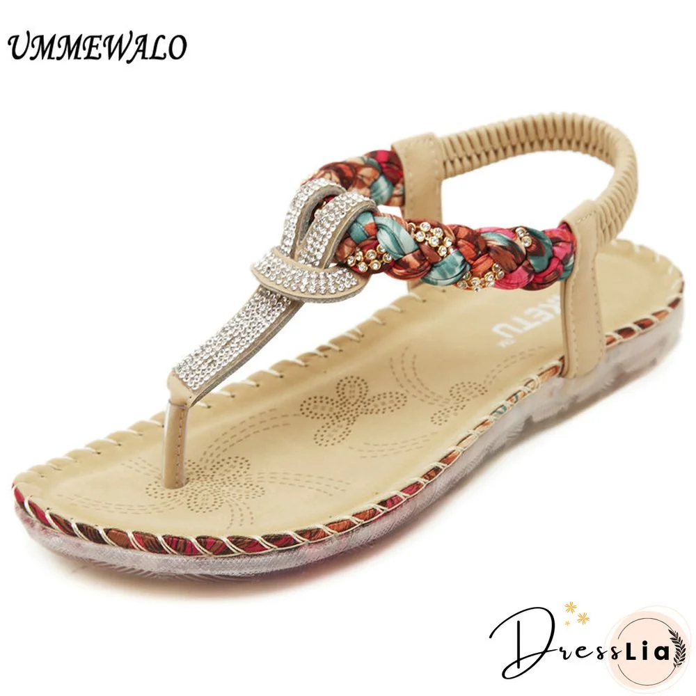 Summer Sandals Women T-strap Flip Flops Thong Sandals Designer Elastic Band Ladies Gladiator Sandal Shoes Zapatos Mujer