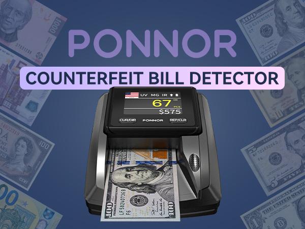 Product Introduction of PONNOR AL-135T Counterfeit Bill Detector Money counting Checker Machine with 3" Digital Screen, Total Value Add Function, 4-Way Orientation & Pass/Fail Indicator Mode, Compatible with USD/EUR/CAD/MXN 1