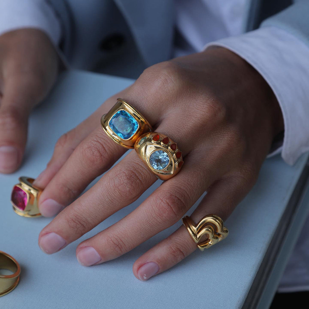 Jie Ding Stainless Steel Zircon Ring Titanium Steel Jewelry Titanium Steel Rings