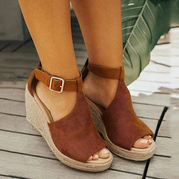 Wedges Adjustable Buckle Sandals