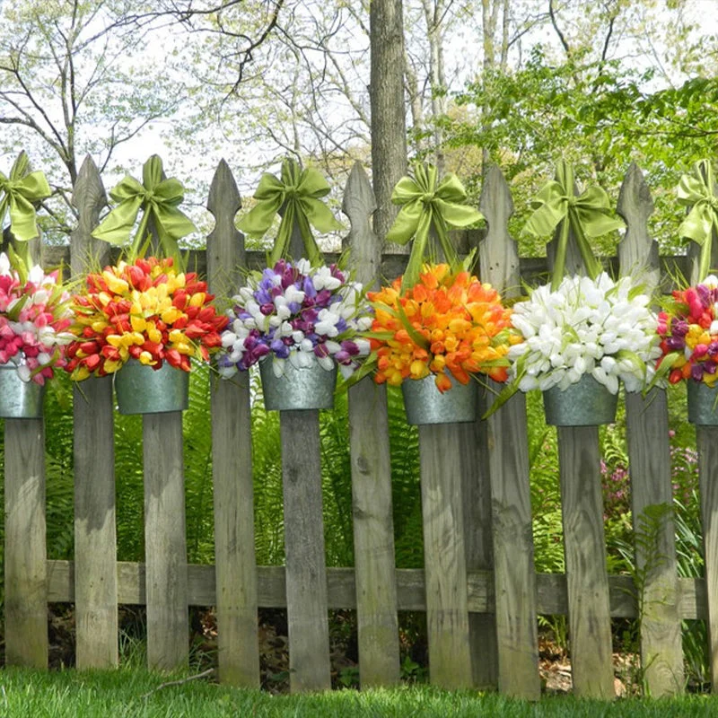 Tulip Buckets for Front Door Spring Tulip Wreaths