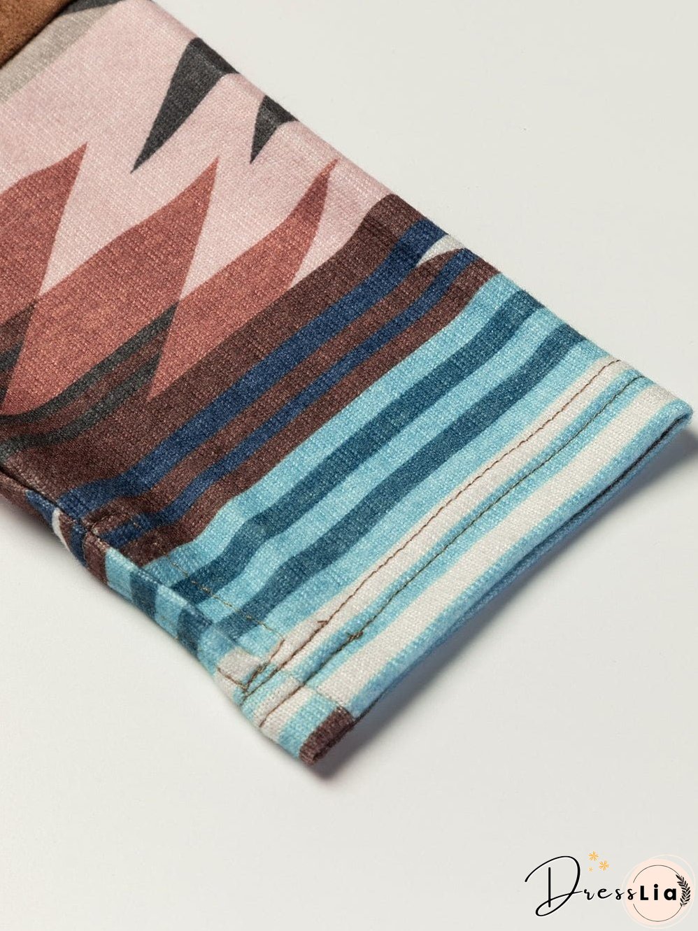 Cozy Brown Aztec Print Patched Pocket Long Sleeve Shirt