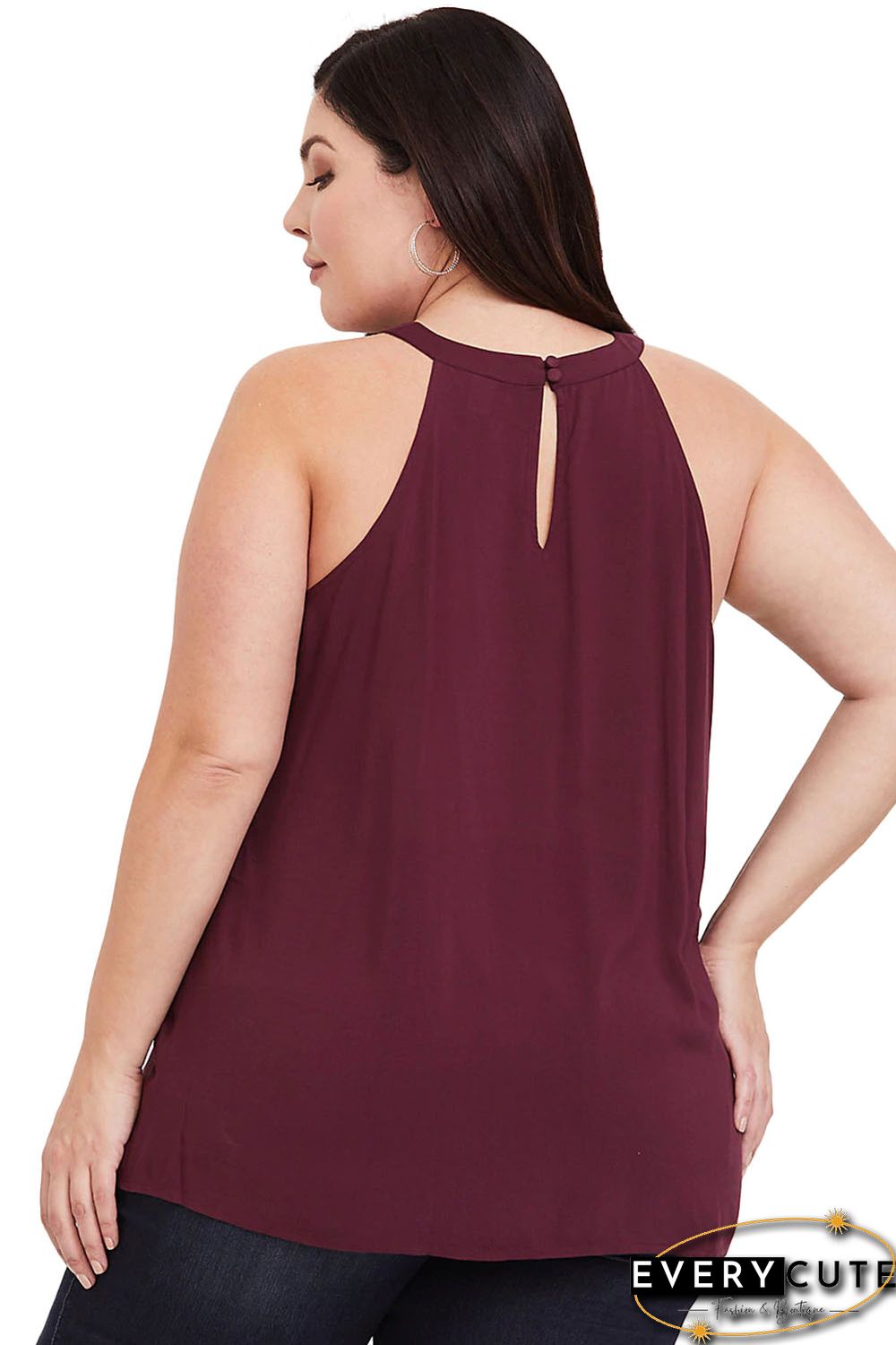 Plus Size Red Challis Goddess Lattice Tank