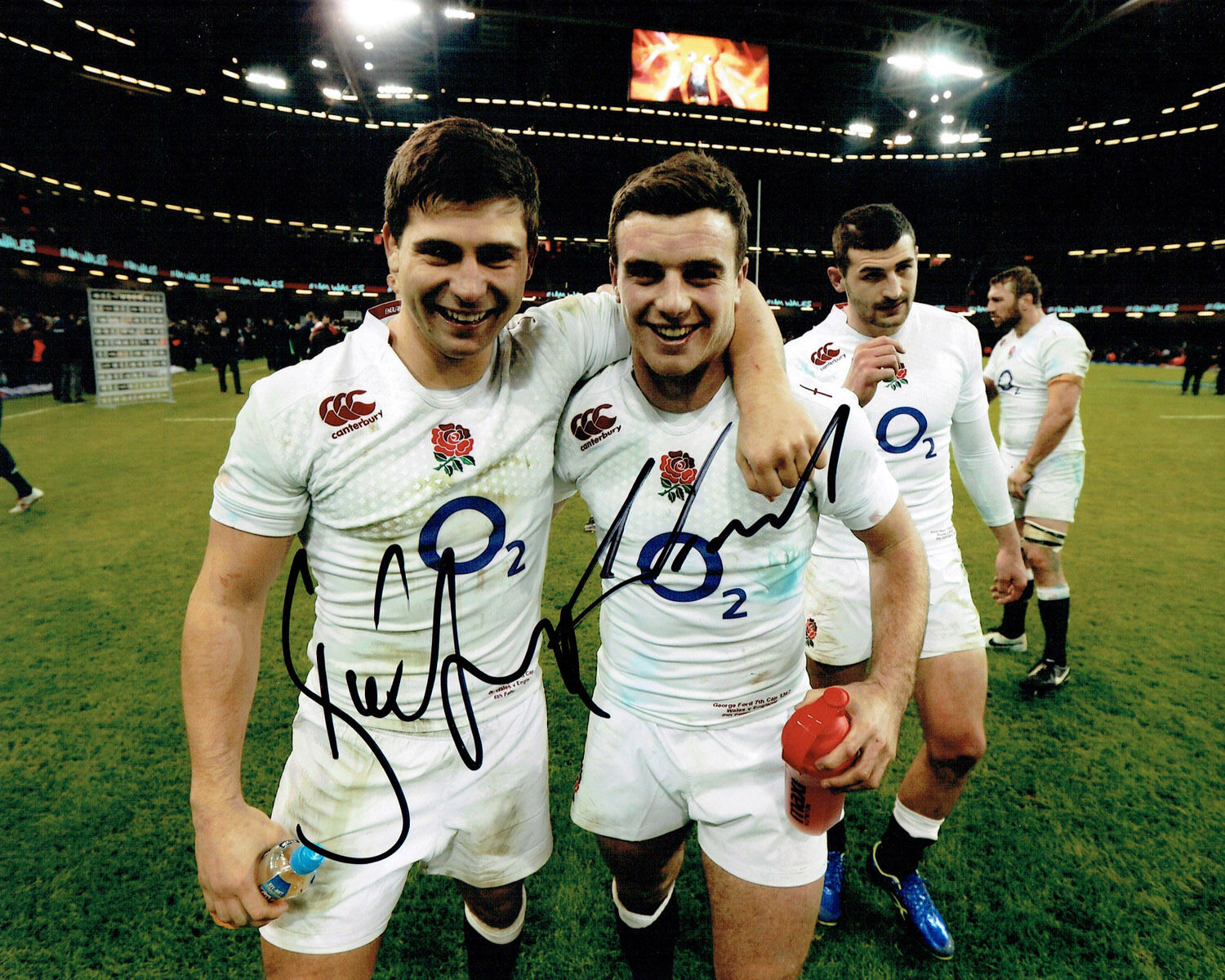 George FORD & Ben YOUNGS England Rugby Signed Autograph 10x8 Photo Poster painting AFTAL COA