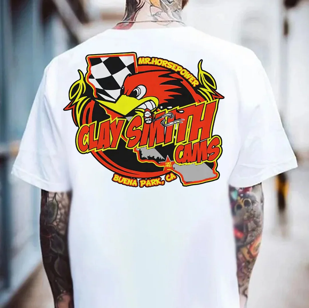 CLAY SMITH CAMS Hot Rod Bird Print Men's T-shirt