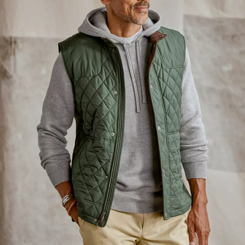 Men's Vintage Quilted Down Puffer Stand Collar Vest-inspireuse