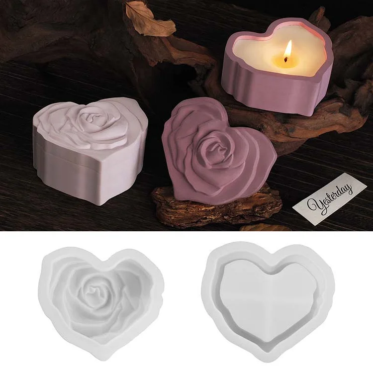 Love Rose Candle Cup Silicone Molds Set CrazyMold