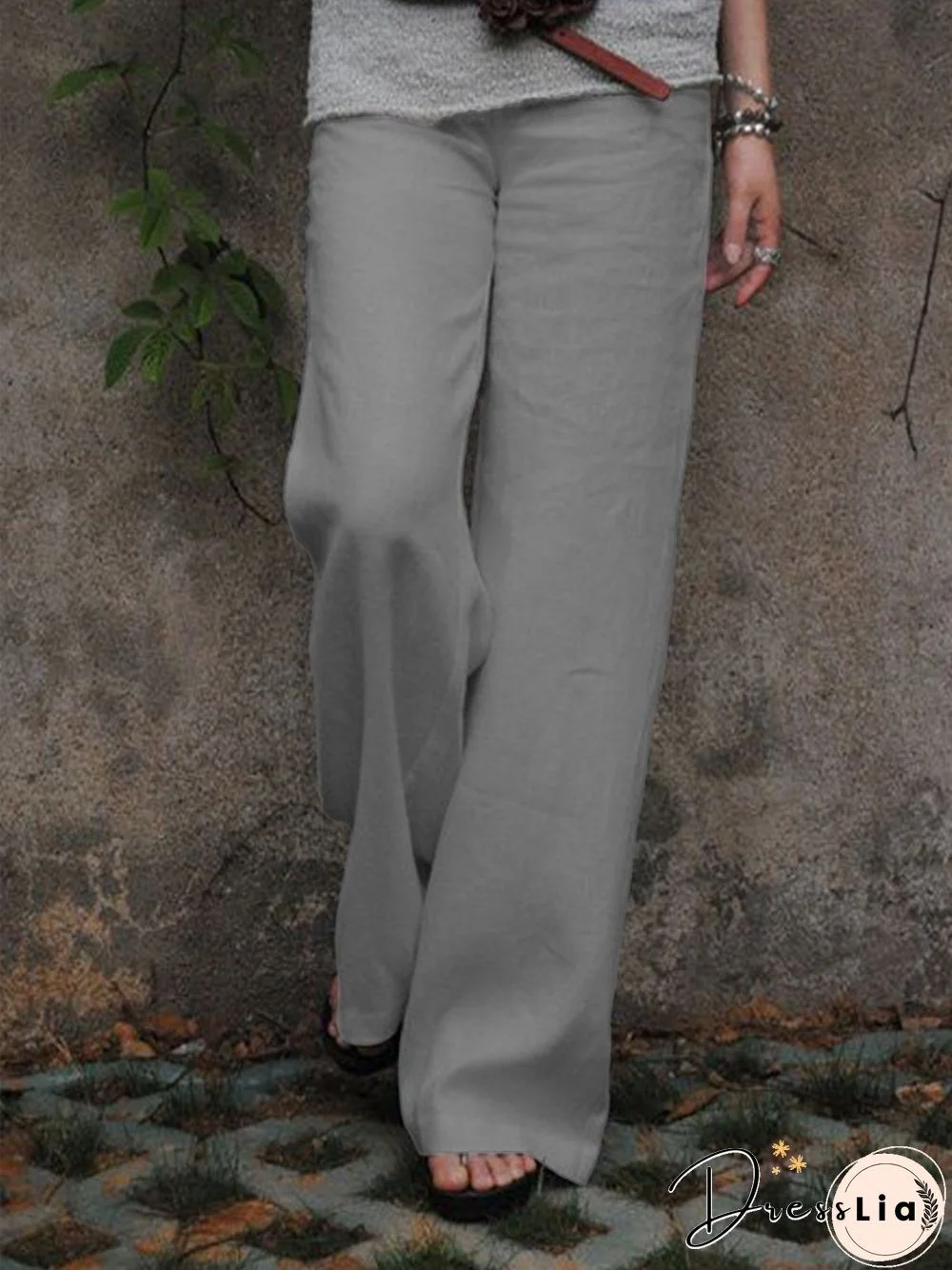 Casual Cotton Solid Pants