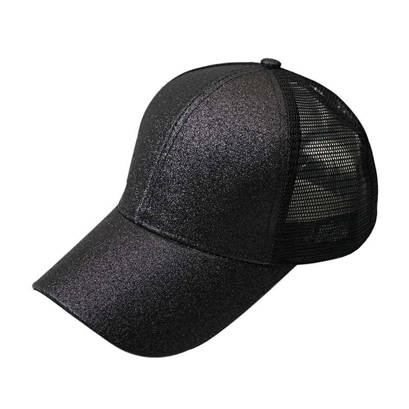 Women’s Fashion Solid Color Sequins Curved Eaves Baseball Cap