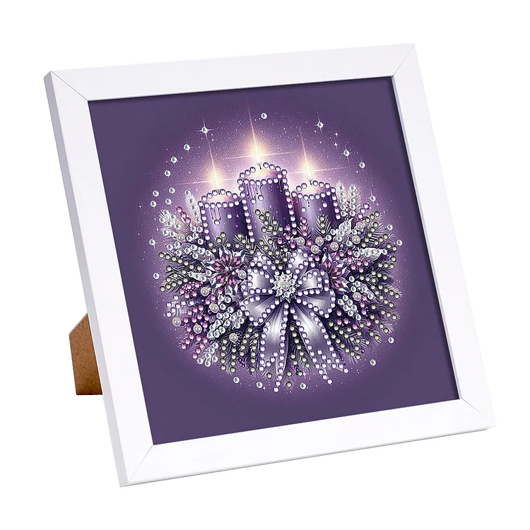 Christmas Candle Bow 18*18cm (Canvas) Special Shaped Drill Diamond Painting gbfke