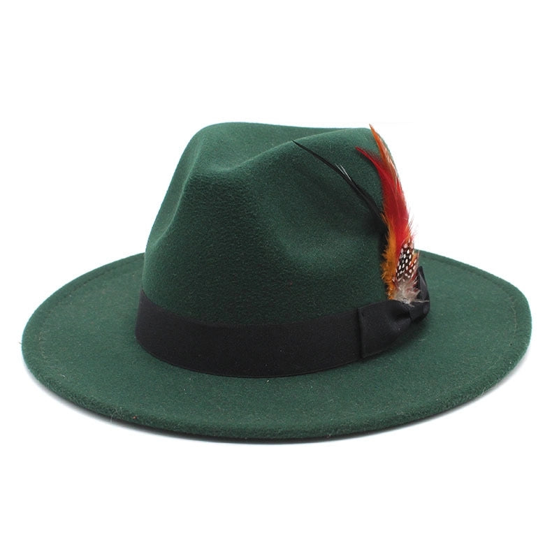 Bow Feather Top Hat Autumn And Winter Big Brim Hat Fashionable Men’s And Women’s Cashmere Felt Hat Style New Hats