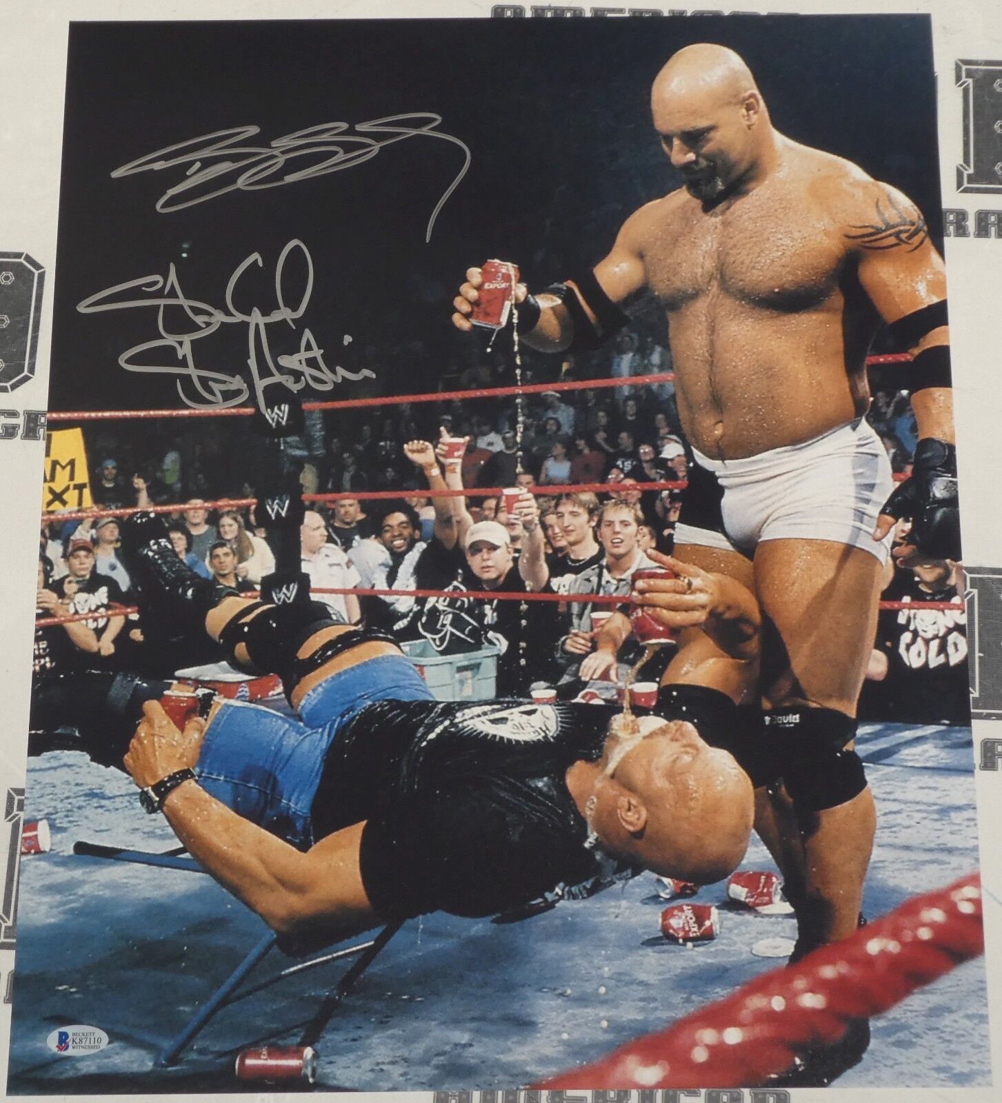 Stone Cold Steve Austin & Bill Goldberg Signed WWE 16x20 Photo Poster painting BAS Beckett COA 1