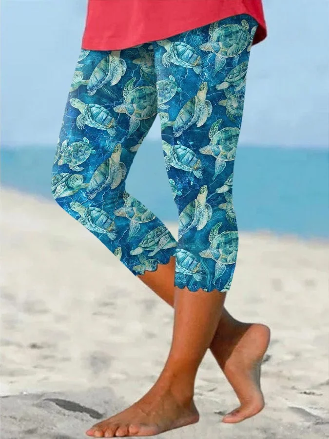 🔥Buy 3 Get 10% Off🔥Turtle Print Wavy Leggings