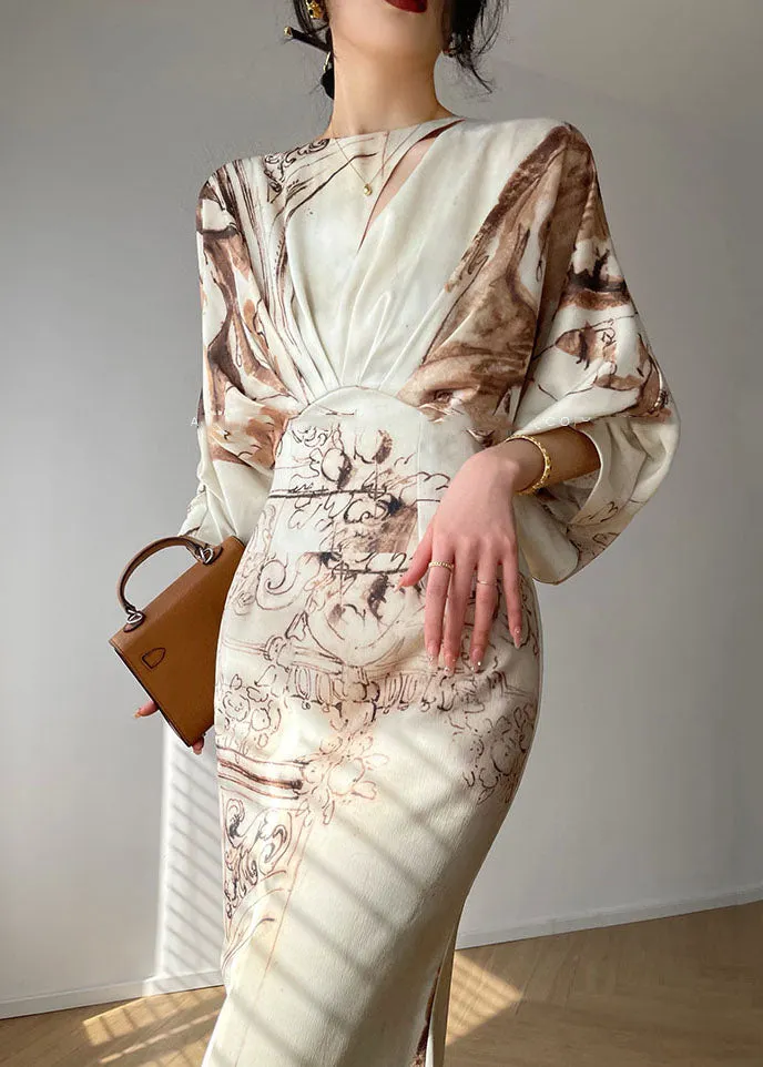 Sleeveless slim-fit long silk Dress