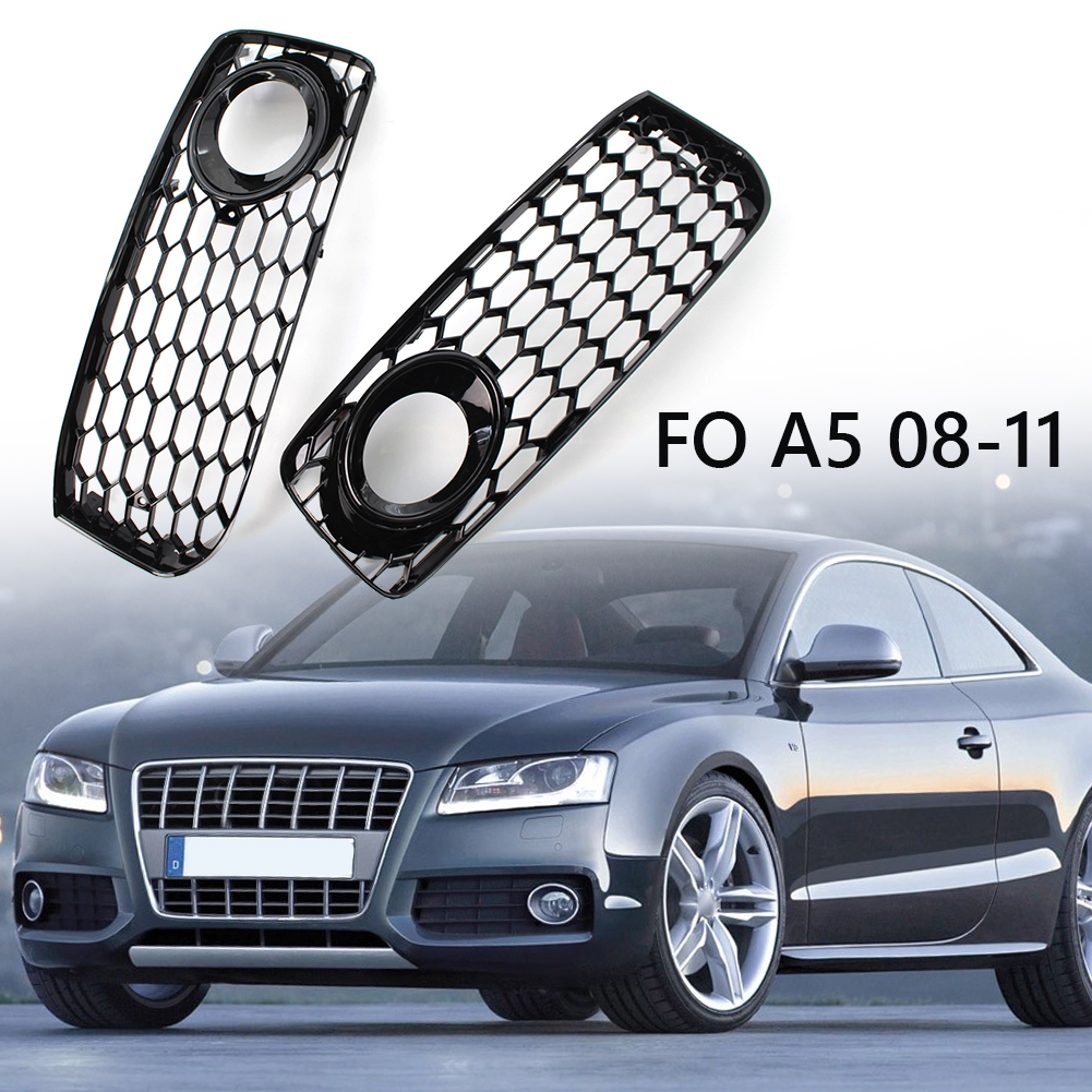 

Front Bumper Grill Mesh Honeycomb Fog Light Cover for A5 S-Line S5 B8 08-12, 02, 501 Original