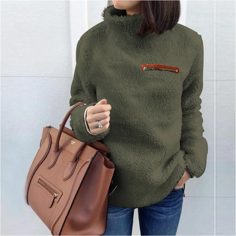 Uveng Uveng Sweater In Autumn 2024 Women's Fashion Zipper High-Neck Bottom Top