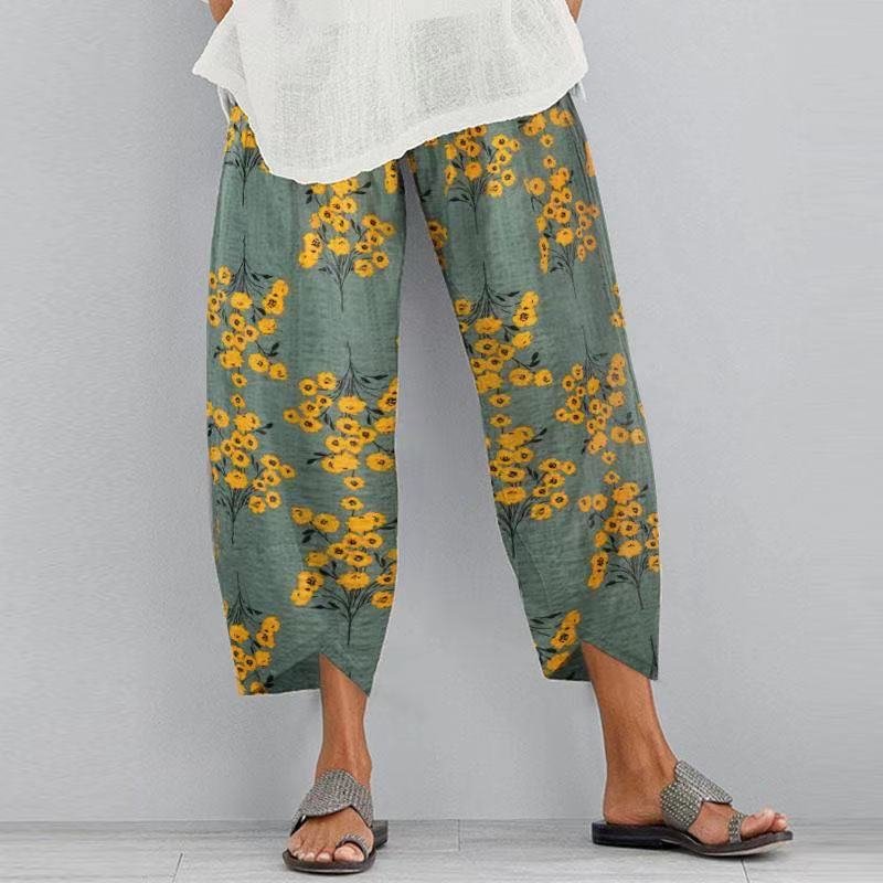 Summer Casual Vintage Print Nine-quarter Pants
