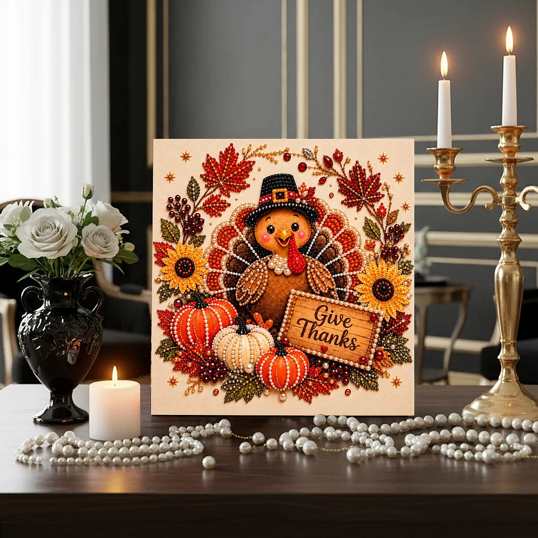 Framed Pearl Painting Kit Turkey Sunflower Decor 11.81x11.81in