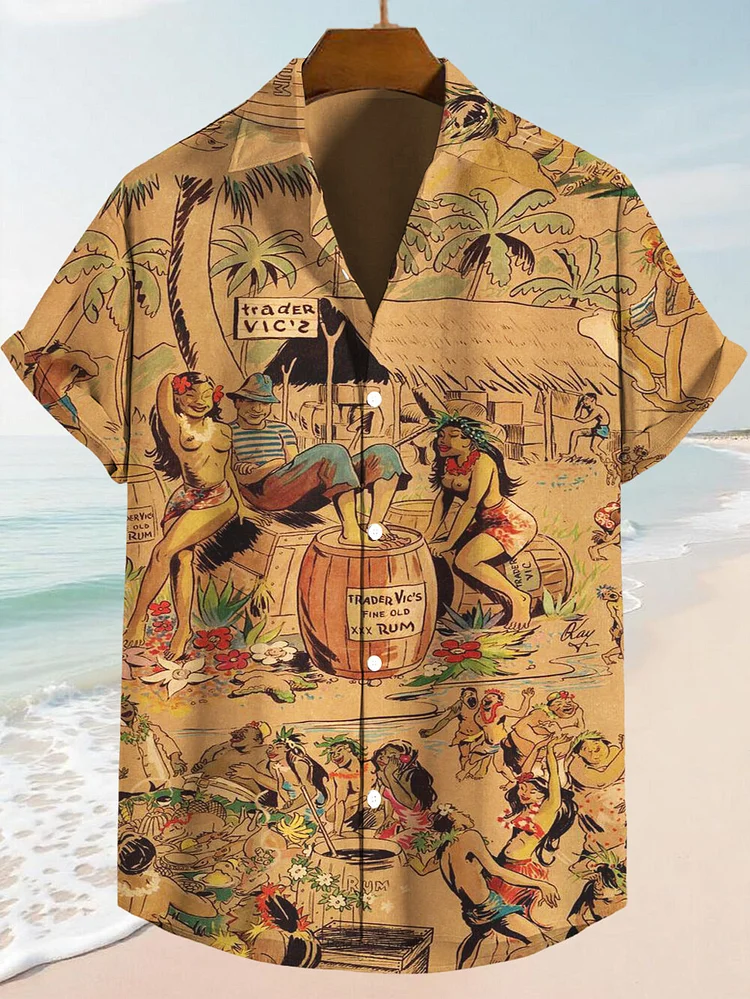 Men's Hawaii Vacations Art Print Casual Shirt