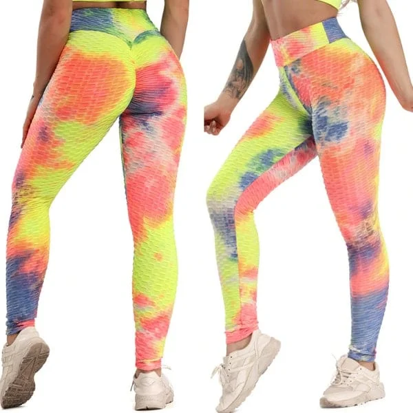 Pornhint Tye Dye Booty Enhancer High Waist Yoga Pants, Anti Cellulite Tummy Control Booty Leggings, Butt Enhancer, Booty Enhancer, Yoga Pants