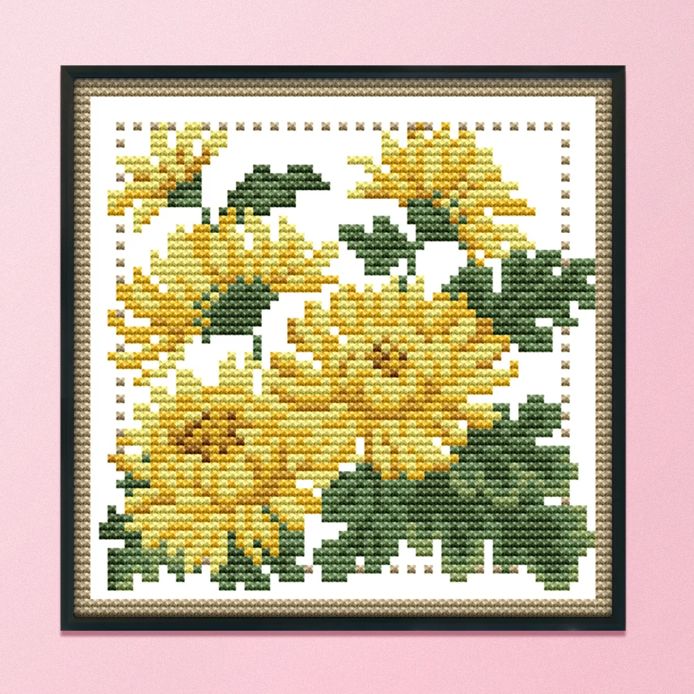 14CT Stamped Cross Stitch - December Flower(Canvas|17*17CM)