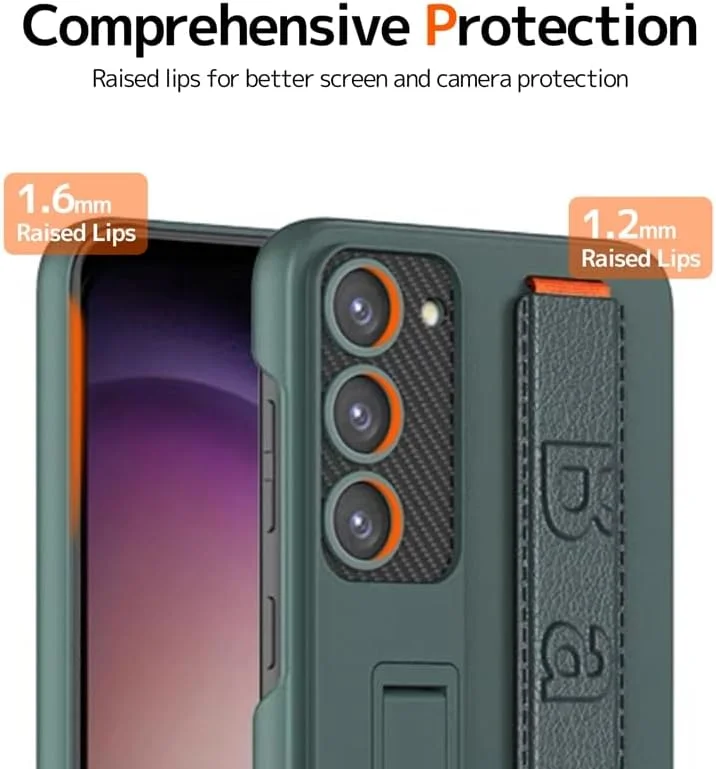 Suitable for S26 Ultra phone case, ultra-thin stand, elastic wrist strap, precision hole, shockproof protective case