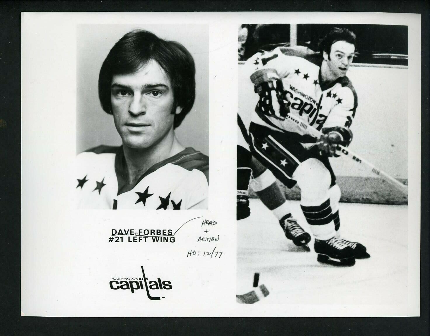 Dave Forbes Washington Capitals team issued 1977 Press Photo Poster painting