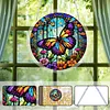 (25cm)DIY Acrylic Jigsaw Puzzle Window Hanging with Hanging Chain DIY Stained Glass Decoration Round Window Puzzle Decor for DIY Craft Project (Stained Glass Butterfly)