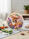 Animal DIY Stamped Embroidery Starter Kit for Beginners Adults Craft Lovers Gift Cross Stitch Kit with Embroidery Hoop 29x29cm