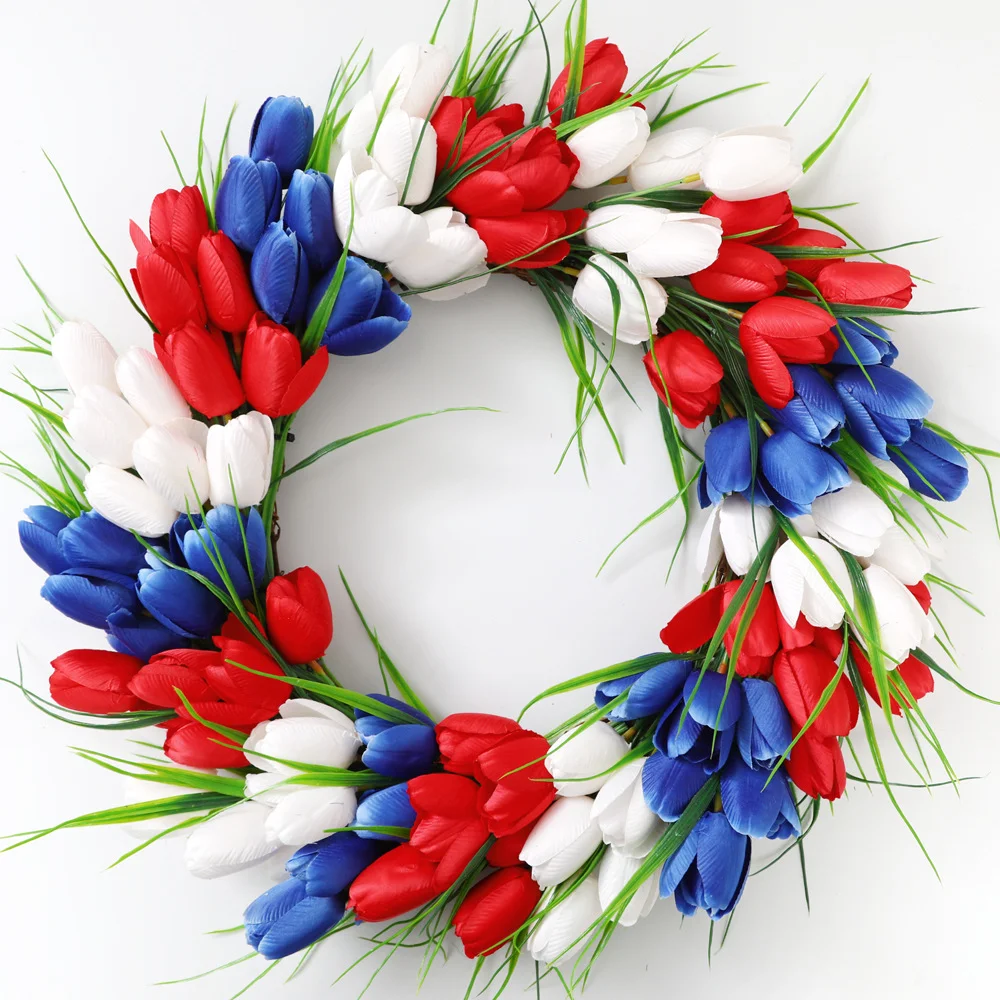 American Independence Day Simulation Tulip Wreath
