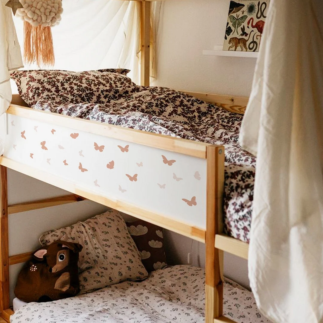 Boho Pink Butterfly Wall Stickers for Baby Girls Boys Room Nursery Nordic Warm Home Decoration Creative Animals Vintage Stickers