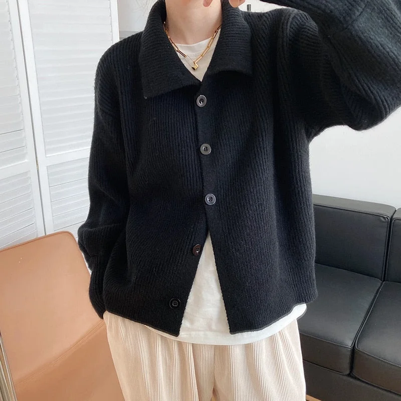 Hirsionsan Turtle Neck Autumn Winter Cardigan Sweaters Women Cashmere Single-breasted Soft Loose Solid Female Knited Jumper
