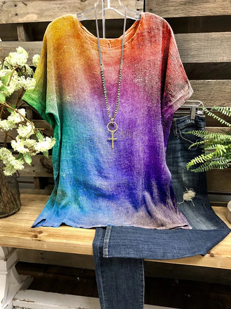 Bestdealfriday Multicolor Simple Short Sleeve Round Neck Shirts Tops 9176192