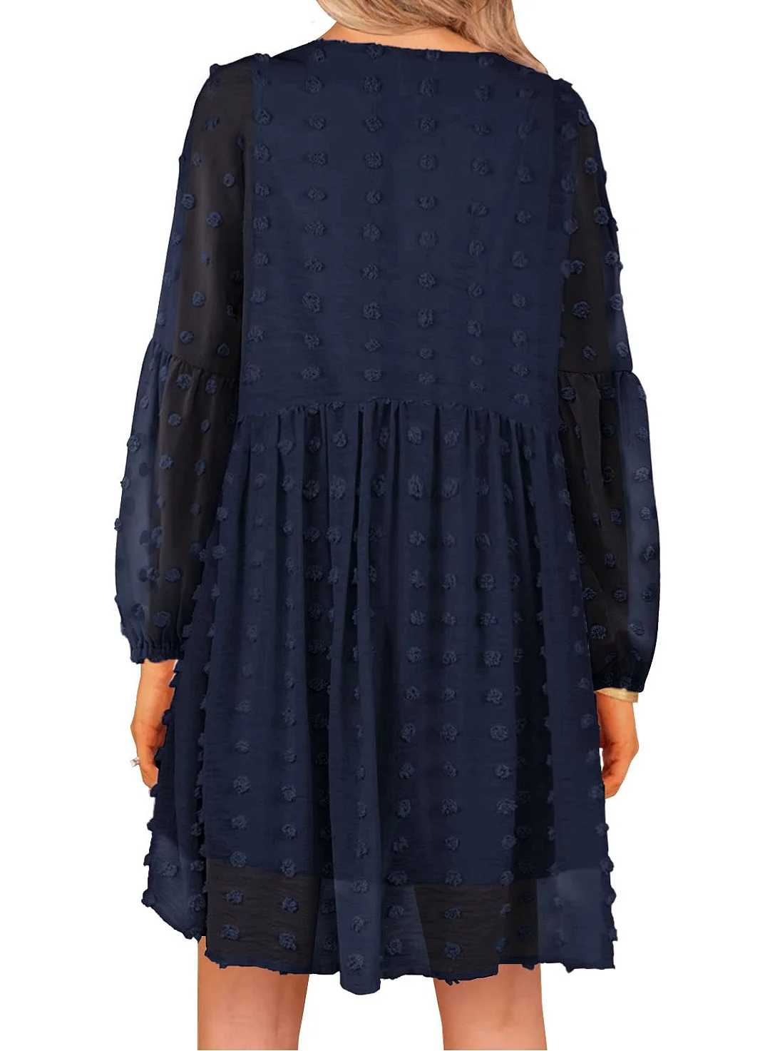 MIHOLL Women's V Neck Short Sleeve Ruffle Loose Summer Flowy Mini Dress