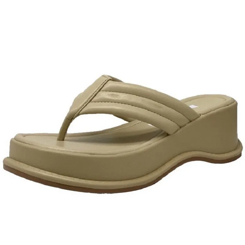 Women Summer Thick Bottom Slippers Comfy Women Sandals Ladies Mid-heels Flip Flops Platform Shoes Female Comfort Leisure Sandals