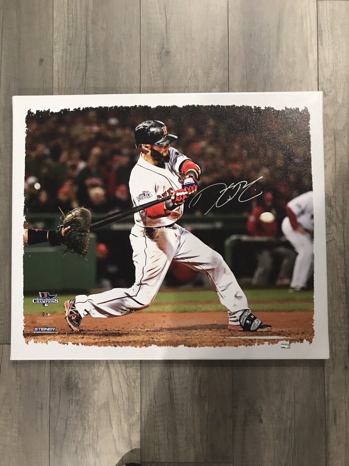 DUSTIN PEDROIA Signed Autograph 26x22 Canvas COA