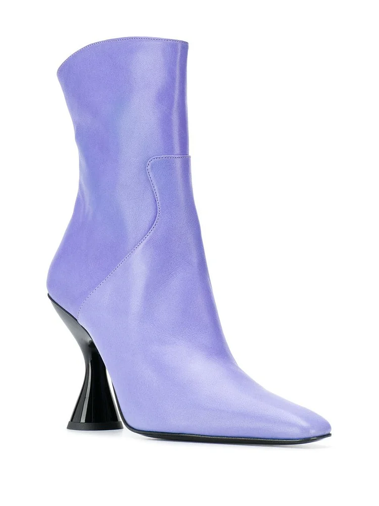 Lilac Booties Custom Made Spool Heels Square Toe Fashion Boots Vdcoo