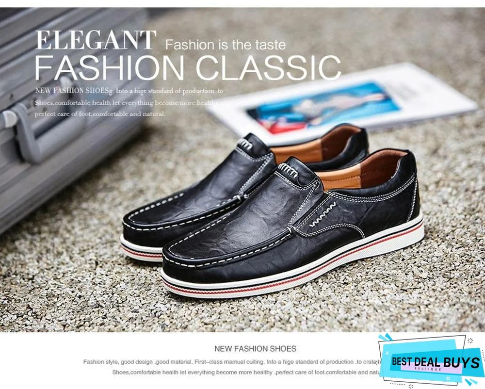 Leather Boat Shoes Casual Flats Moccasins Homme Driving Loafers Shoes Slip On Shoes