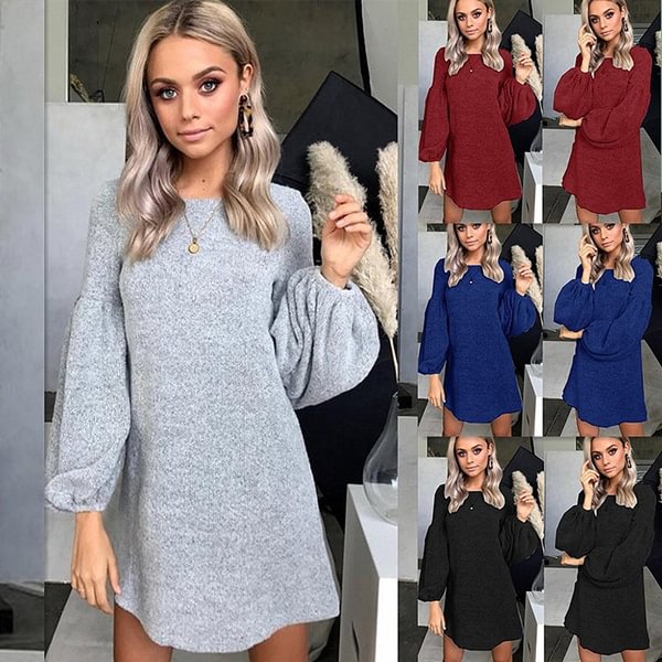 Autumn and Winter Women's Fashion Loose Knit Sweater Dress Bottoming Shirt - Shop Trendy Women's Fashion | TeeYours