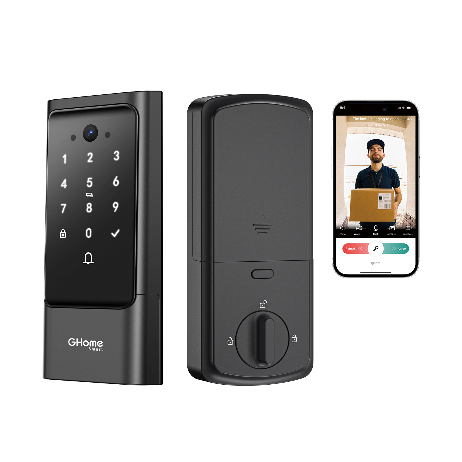 5-in-1 Biometric Keypad Door Lock, Fingerprint and Code Access, 50 User Profiles, Anti-Peep, Offline Temporary Password GHome Smart KD14