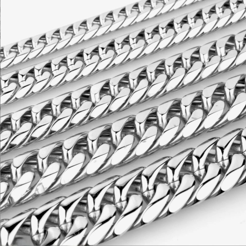 Hot Sale Men’s Titanium Steel Stainless Steel Thick Chain Double Buckle Cuban Chain Six-sided Mill Multi-layer Chain Punk Style Necklace