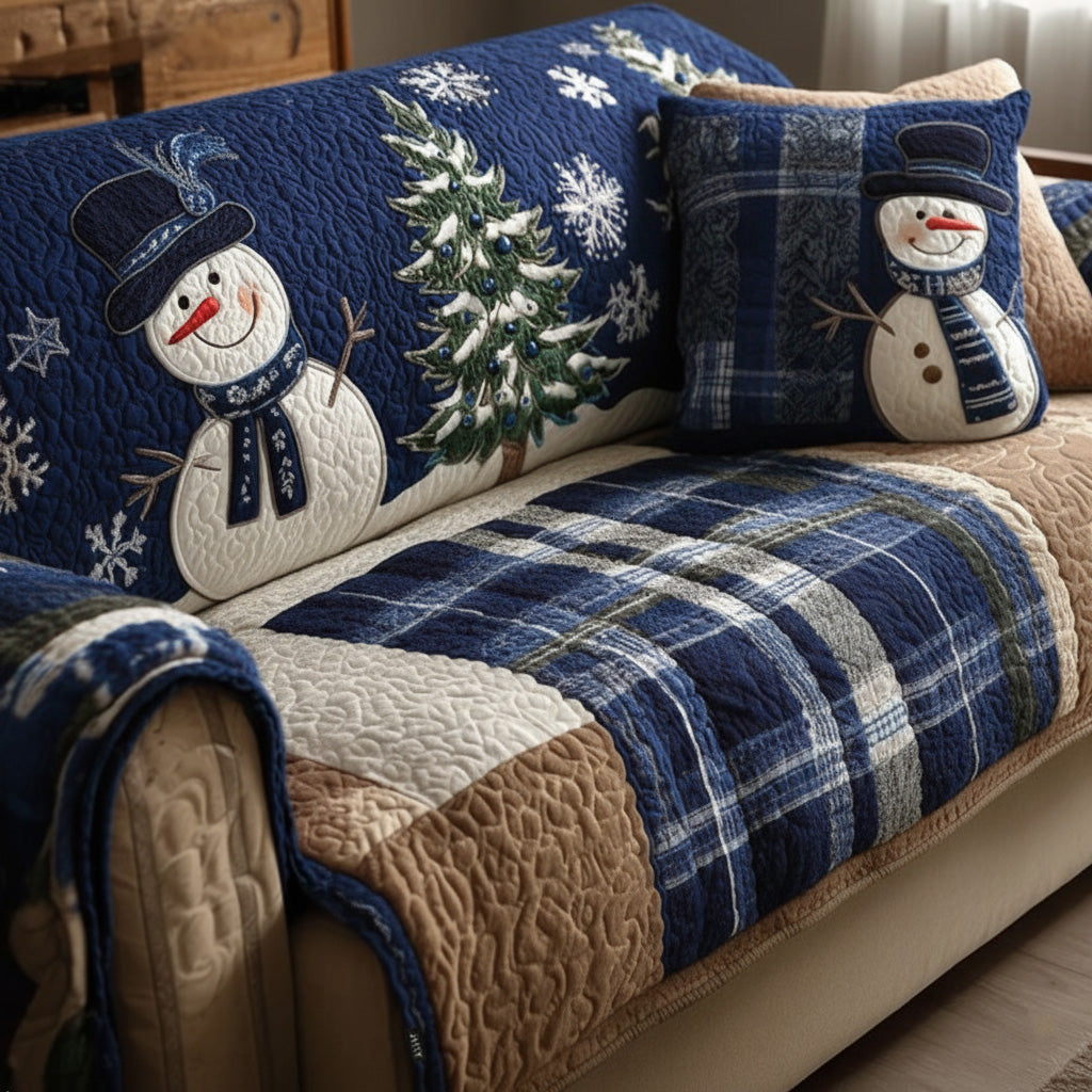 Blue Festive Nights Quilted Sofa Cover NCU0PT10338 everthome