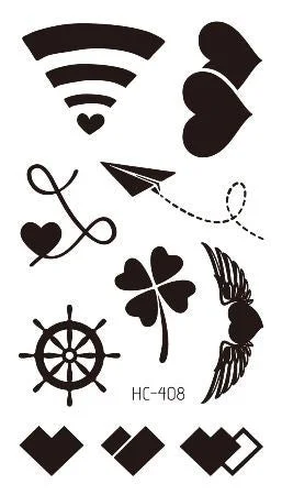 Small Sexy Lips Leaf Black Cartoon Temporary Tattoo Cute Star Tattoo Sticker Love Women Body Finger Art Waterproof Tatoo