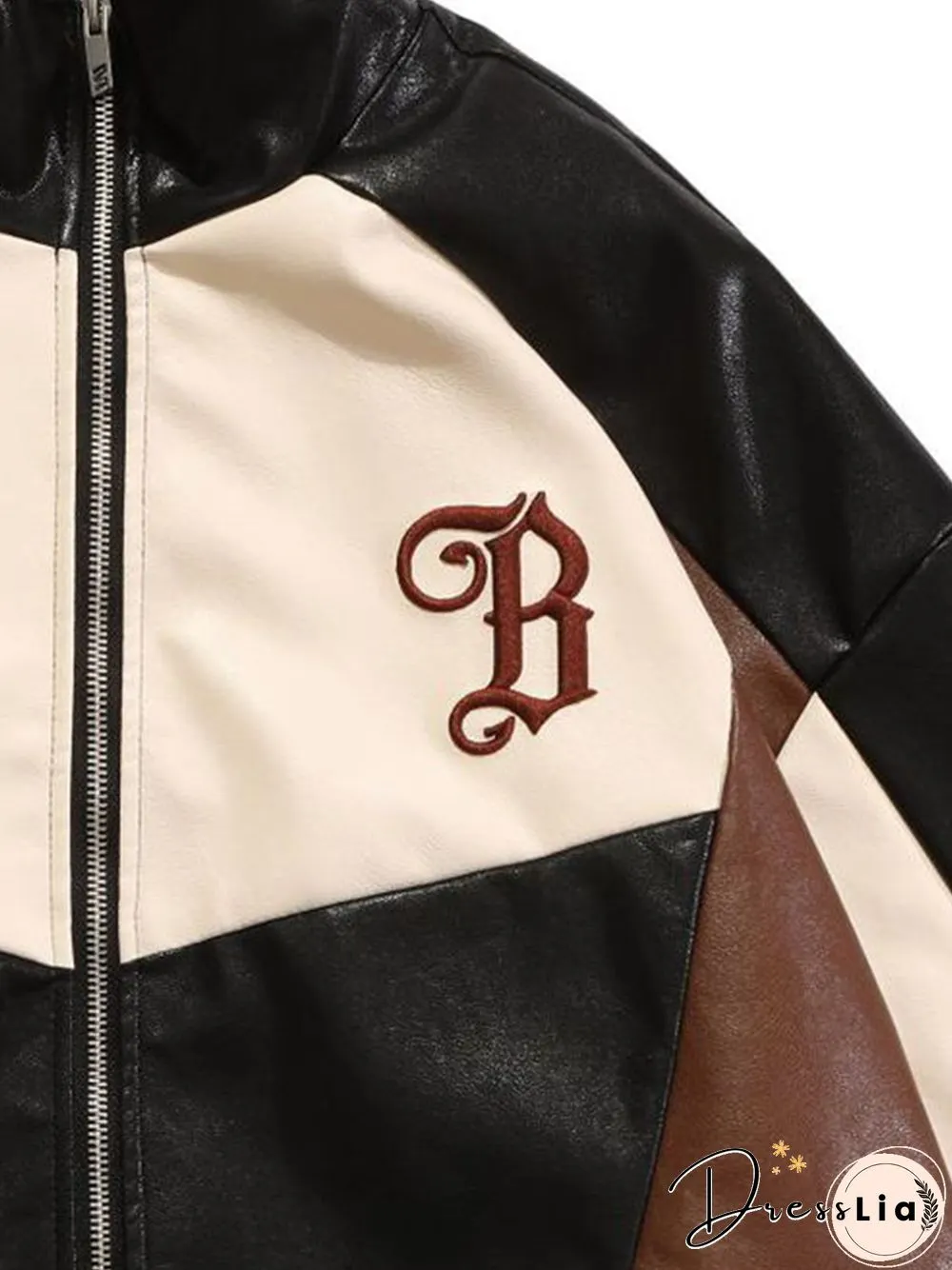 Vintage Patchwork Pu Leather Jacket