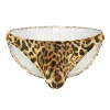 Men's Sexy Low Rise U-Shaped Leopard Print Nylon Bikini Briefs
